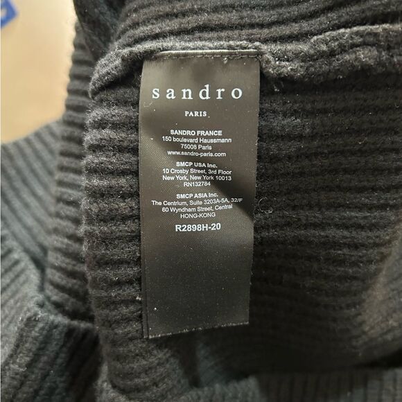 Sandro Puff Sleeve Ribbed Knit Wool Sweater Dress in Black Size 36 US Small 4 - Picture 10 of 11